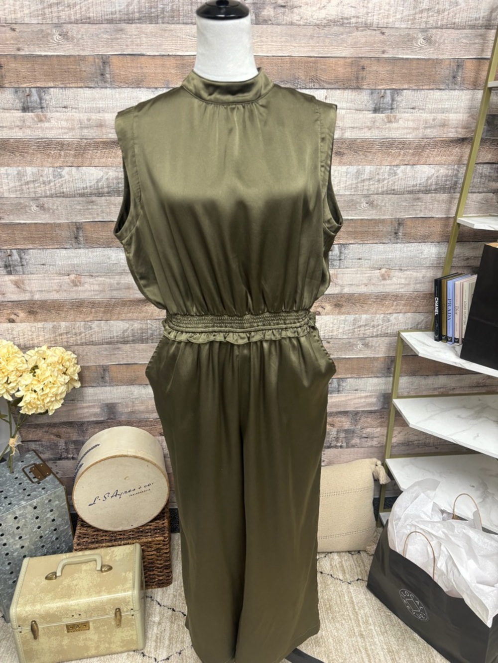 Vernacular Green Sleeveless Wide Leg Jumpsuit L
